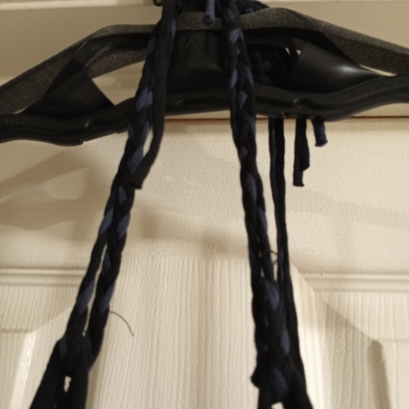 *Neverworn* Black Pantsuit with Blue and Black Ribbon Tye - Picture 2 of 5